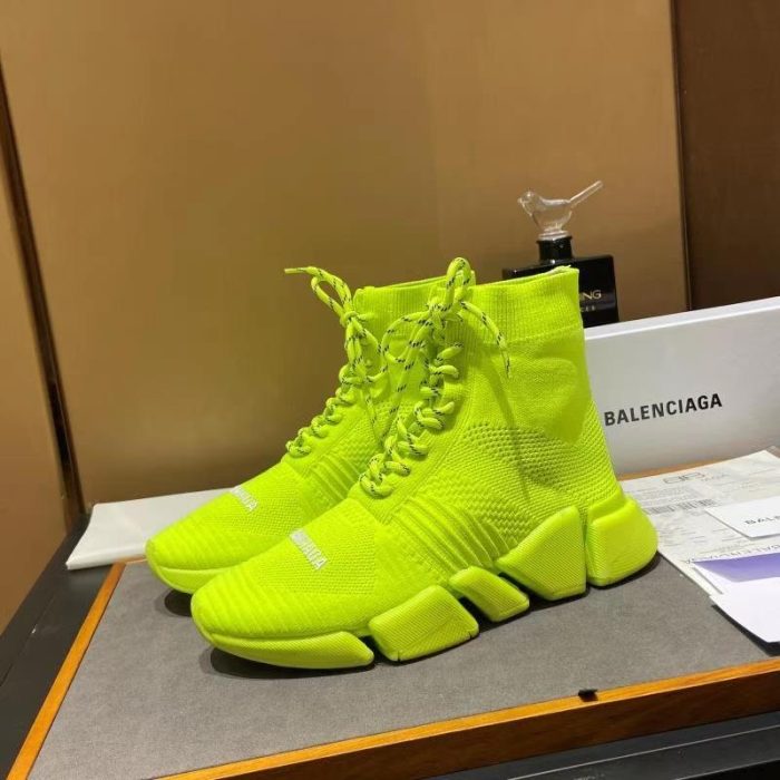 Balenciaga Speed 2.0 男士系带再生针织运动鞋黄色