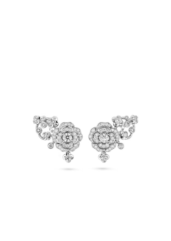 Bouton De CamElia 女士银色耳环 J12039