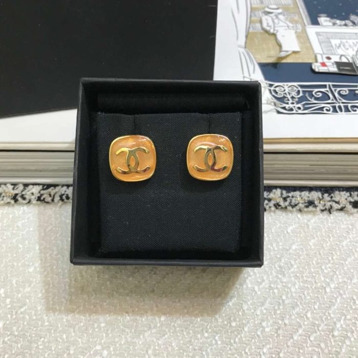 Chanel CC 女士方形耳环 金色