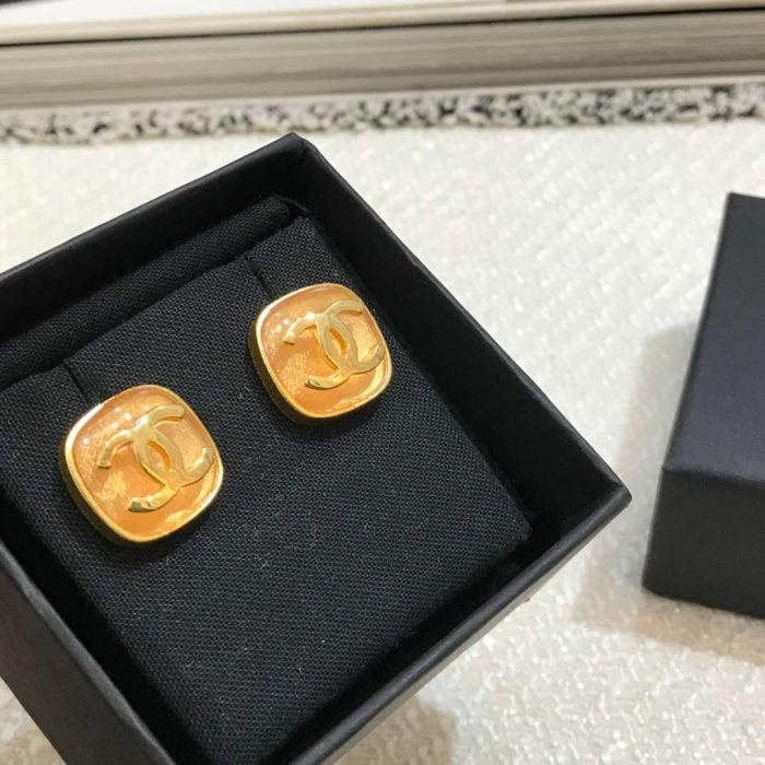 Chanel CC 女士方形耳环 金色