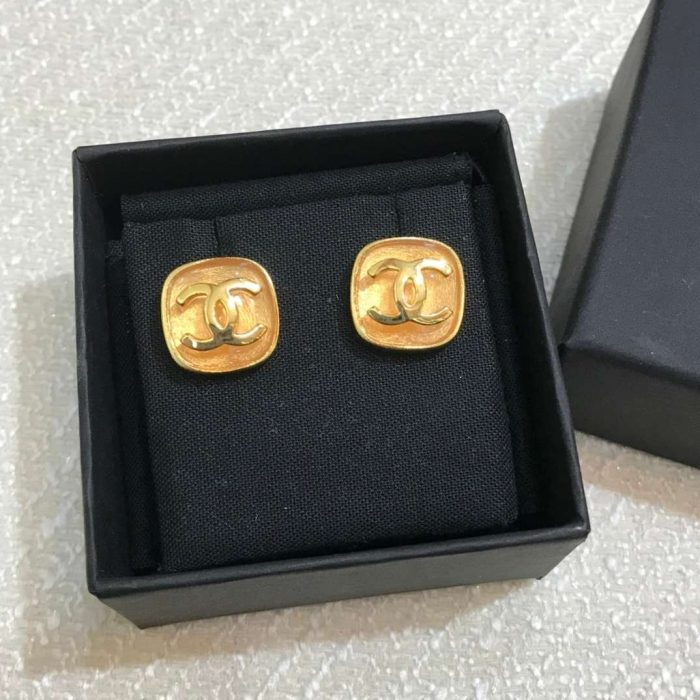 Chanel CC 女士方形耳环 金色