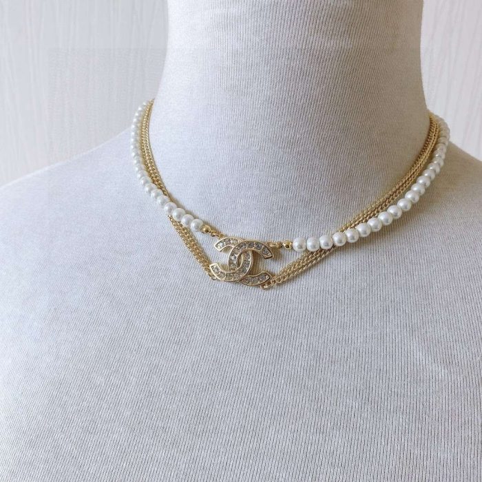 Chanel 双 C 项链 金色 女士