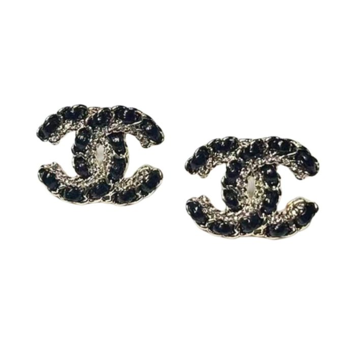 Chanel 女士字母链耳环黑色