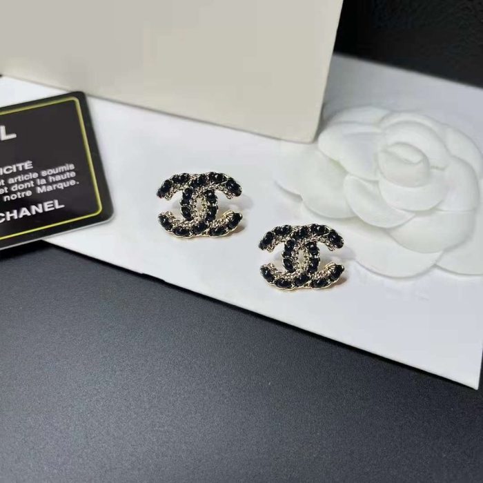 Chanel 女士字母链耳环黑色