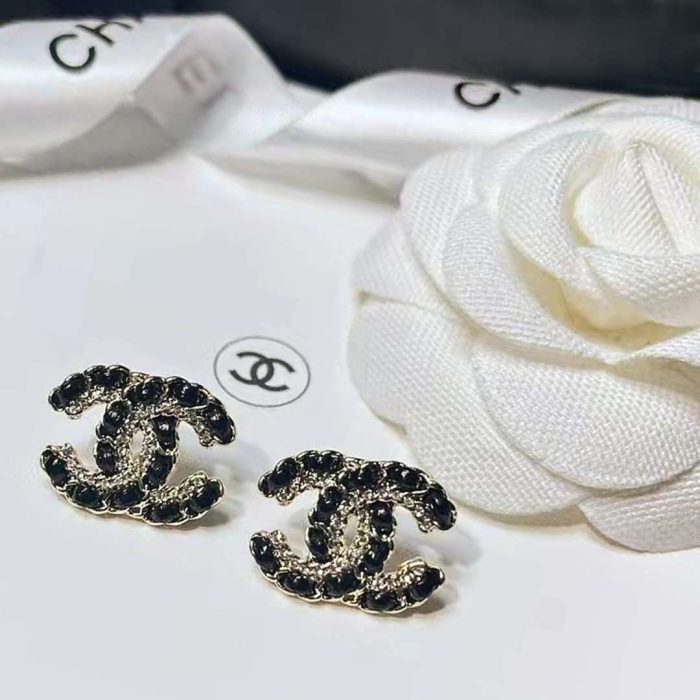 Chanel 女士字母链耳环黑色