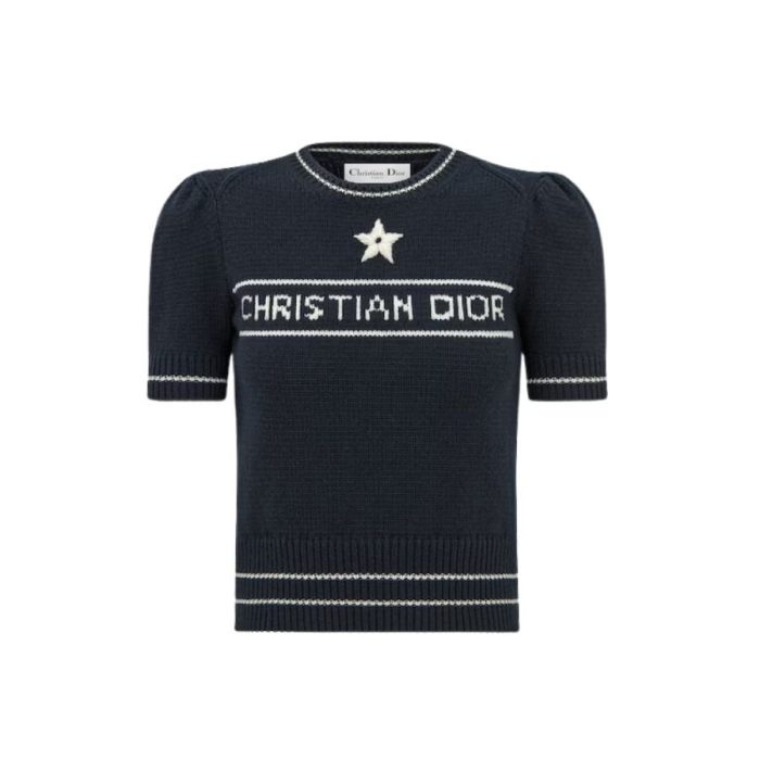 Christian Dior 女式短袖毛衣海军蓝色 - 224S09AM308_X5800