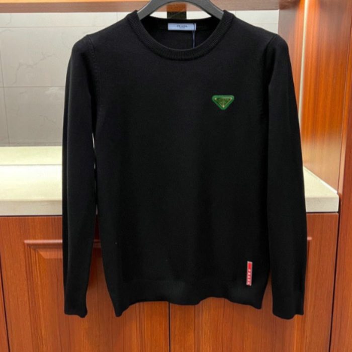 Prada 男士黑色棉质圆领运动衫
