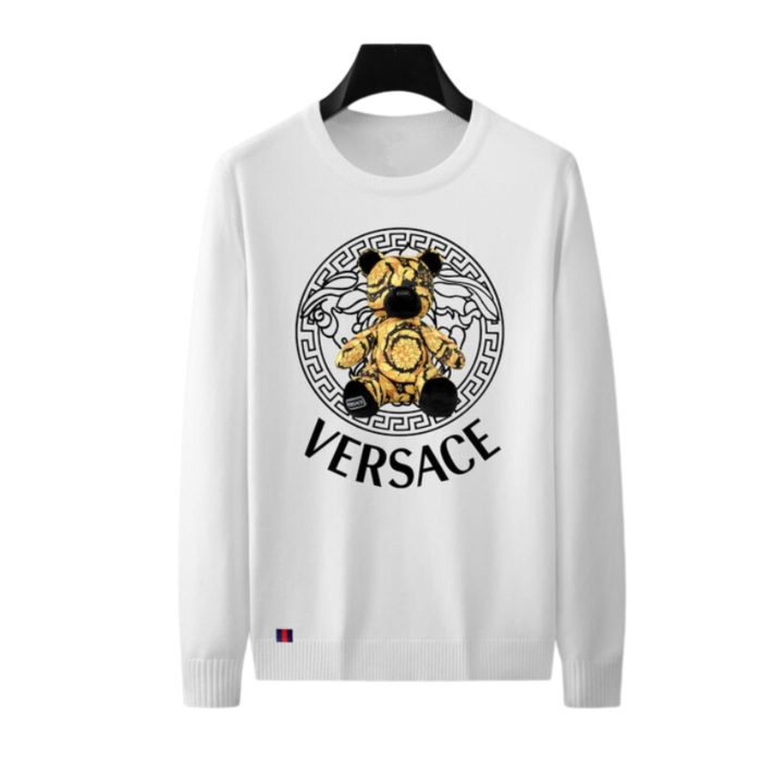 Versace 男士圆领棉质运动衫 白色