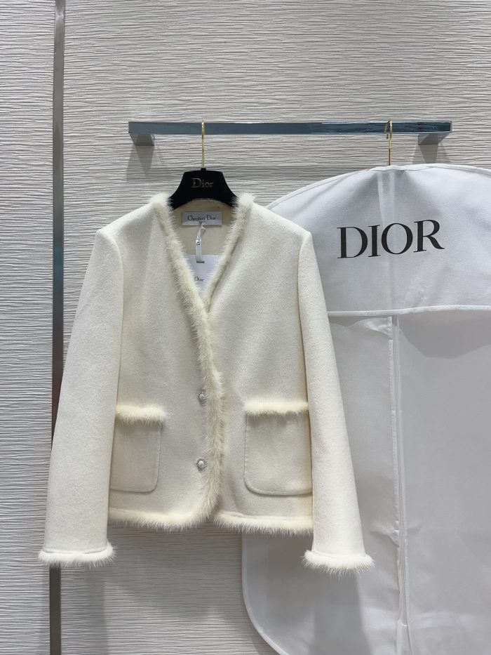 Dior 女式流苏花呢夹克白色