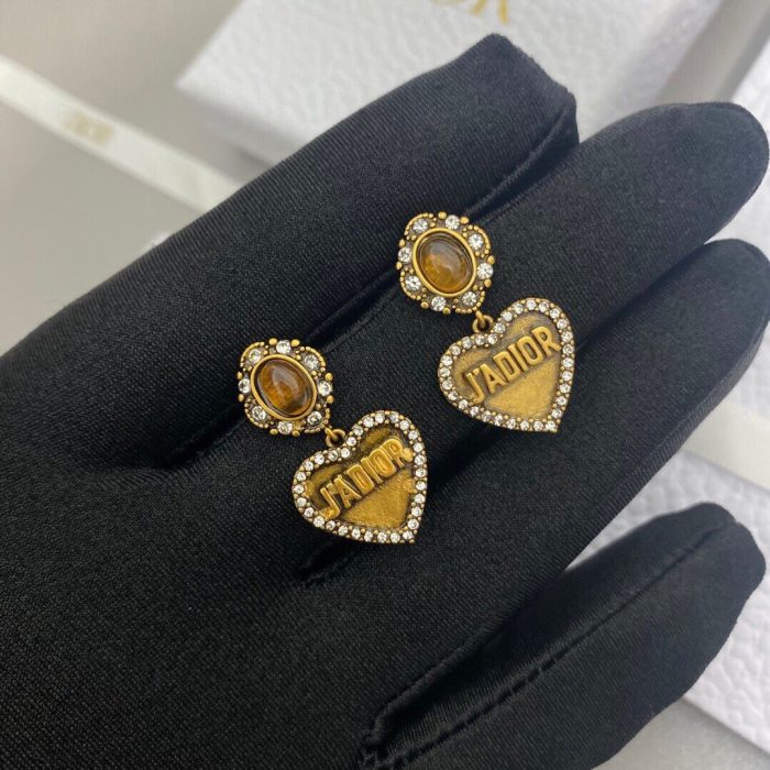 雕刻 JADIOR 女式心形耳环 金色