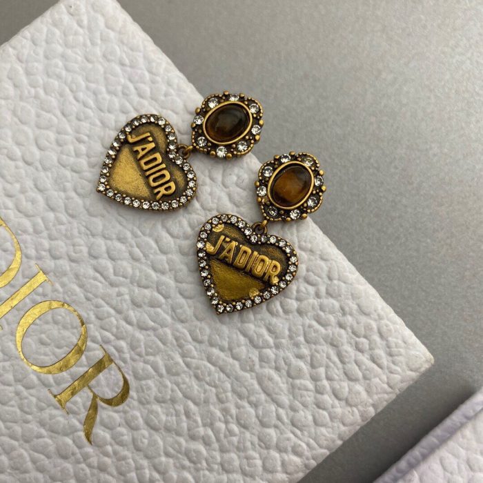 雕刻 JADIOR 女式心形耳环 金色