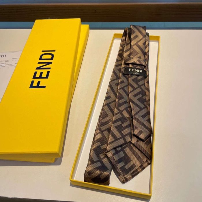 Fendi 男士领带 棕色真丝领带 FXC023A003F13D6