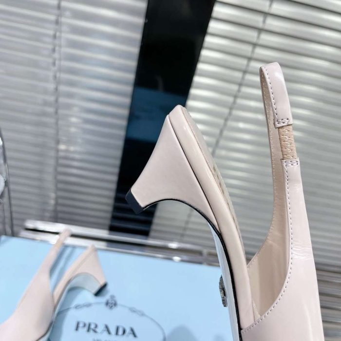 Prada 女式褶边露跟高跟鞋奶油色