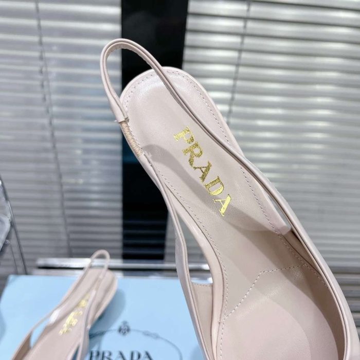 Prada 女式褶边露跟高跟鞋奶油色