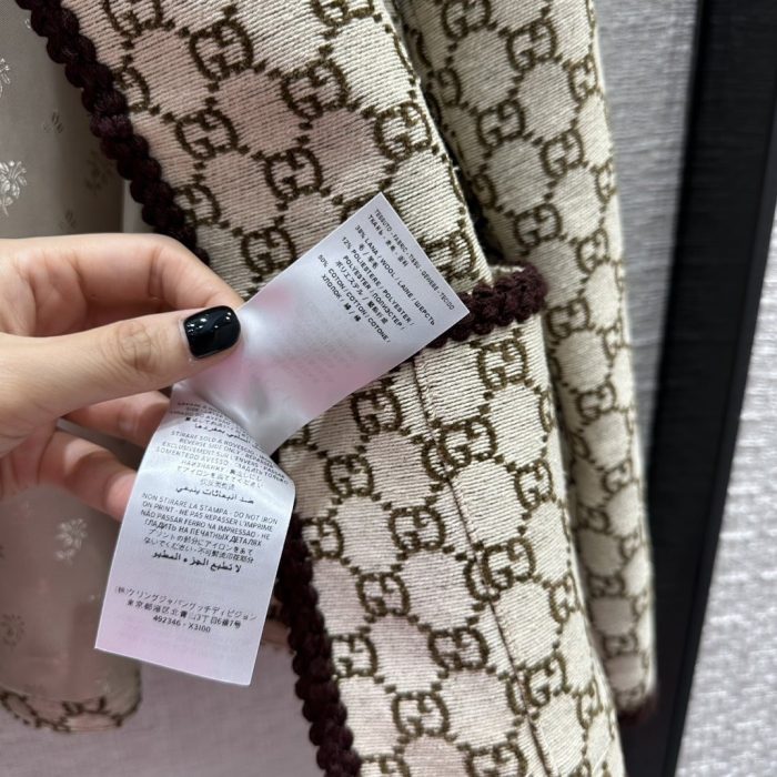 Gucci 女式 Gg 花呢夹克米色