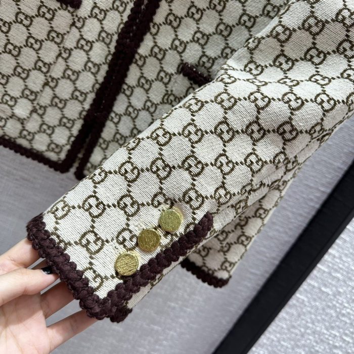 Gucci 女式 Gg 花呢夹克米色