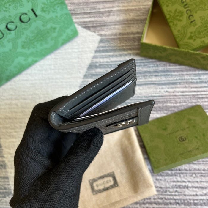 Gucci Ophidia 男式高级帆布卡包灰色 4.7 英寸/12 厘米 734943 UULBN 1244