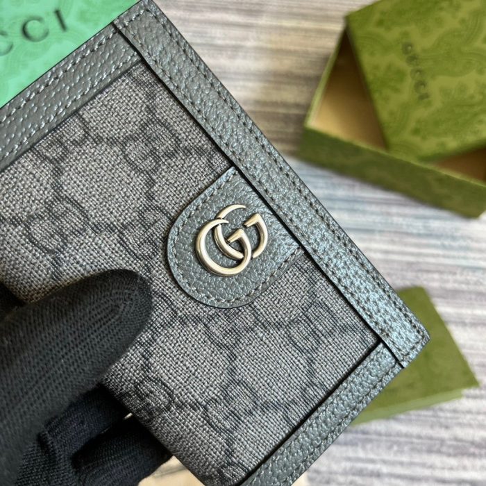 Gucci Ophidia 男式高级帆布卡包灰色 4.7 英寸/12 厘米 734943 UULBN 1244
