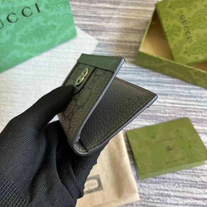 Gucci Ophidia 男式高级帆布卡包灰色 4.7 英寸/12 厘米 734943 UULBN 1244
