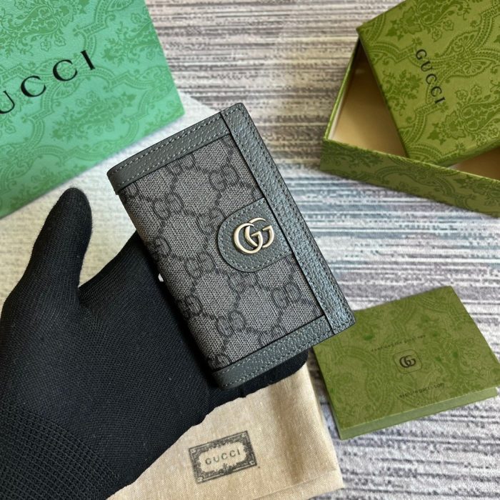 Gucci Ophidia 男式高级帆布卡包灰色 4.7 英寸/12 厘米 734943 UULBN 1244