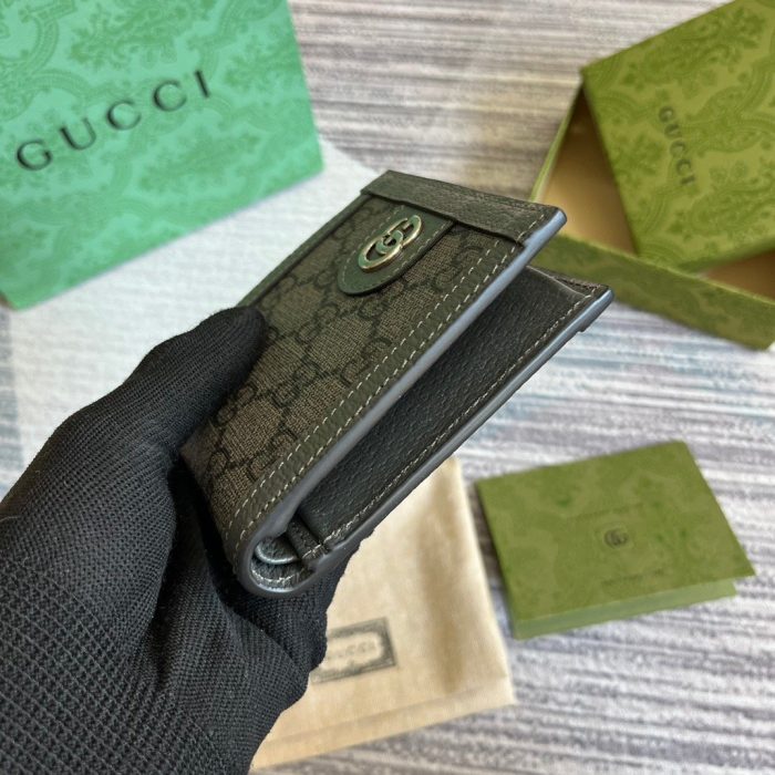 Gucci Ophidia 钱包 Supreme 帆布灰色 男士 4 英寸/10 厘米 732016 UULBN 1244