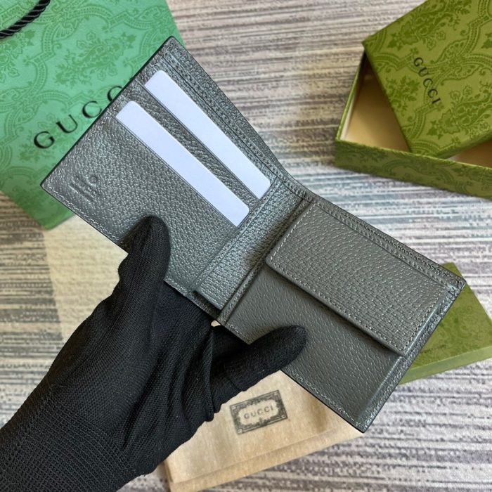 Gucci Ophidia 钱包 Supreme 帆布灰色 男士 4 英寸/10 厘米 732016 UULBN 1244