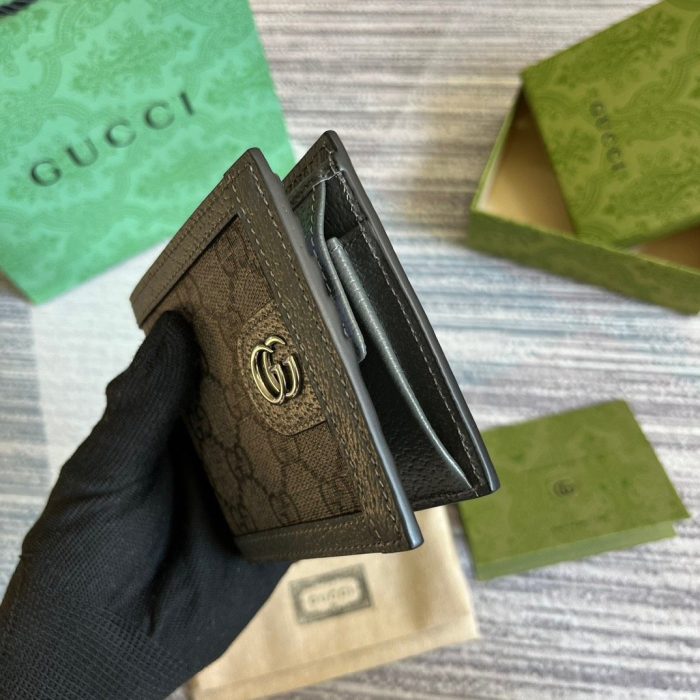 Gucci Ophidia 钱包 Supreme 帆布灰色 男士 4 英寸/10 厘米 732016 UULBN 1244