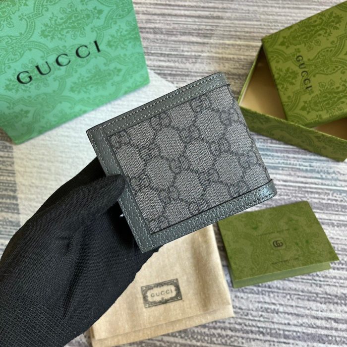Gucci Ophidia 钱包 Supreme 帆布灰色 男士 4 英寸/10 厘米 732016 UULBN 1244