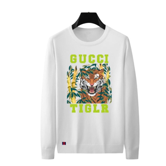男士 复刻古驰（Gucci） 徽标老虎圆领运动衫 白色