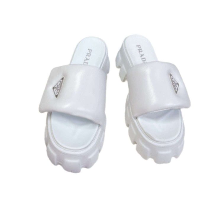 Prada 女式软垫拖鞋白色