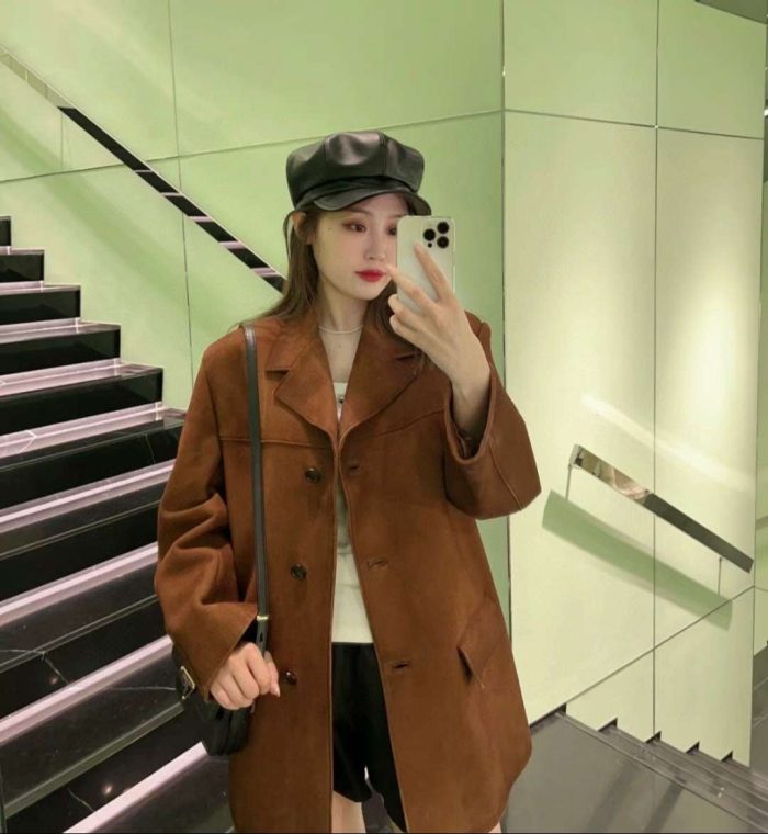 Prada 女式麂皮夹克 棕色