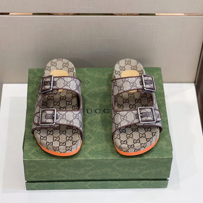 Gucci 男士系带拖鞋凉鞋灰橙色 658020 2HK60