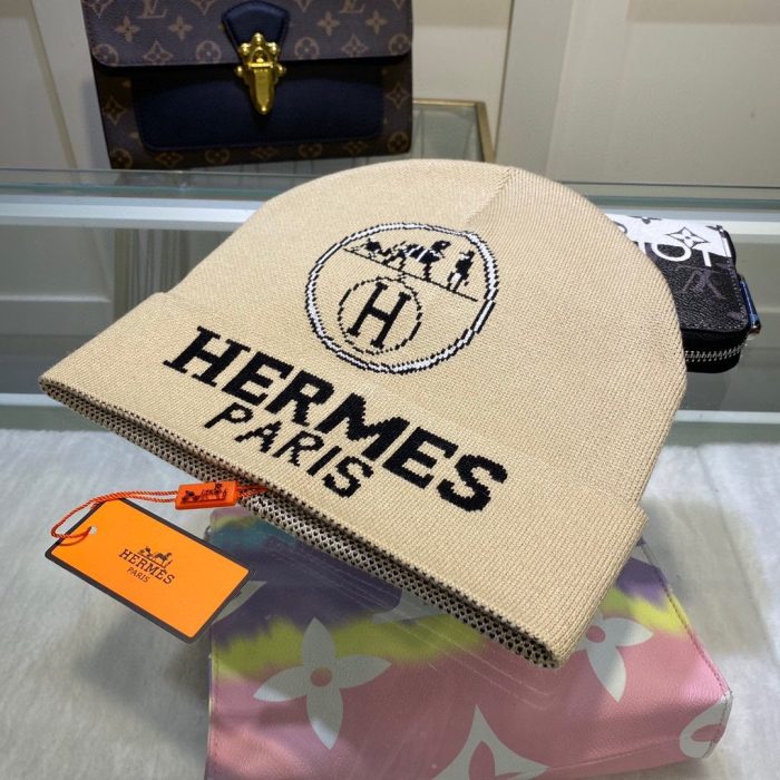 爱马仕 (Hermes) 米色频率毛线帽