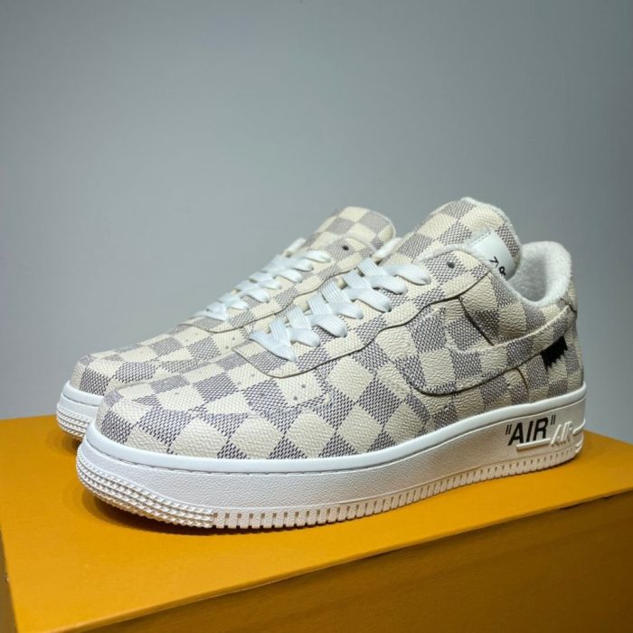 高仿Louis Vuitton 和 Nike Air Force 1 By Virgil Abloh 象牙色男士、男鞋