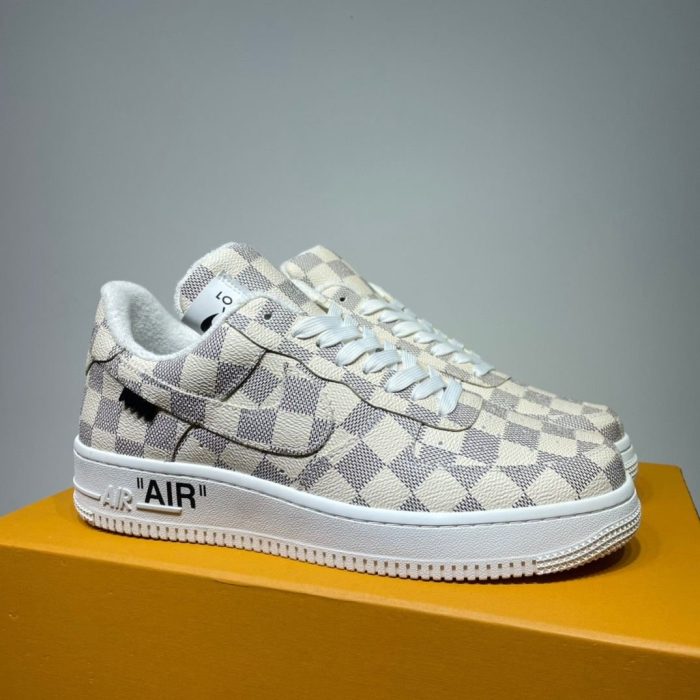 高仿Louis Vuitton 和 Nike Air Force 1 By Virgil Abloh 象牙色男士、男鞋