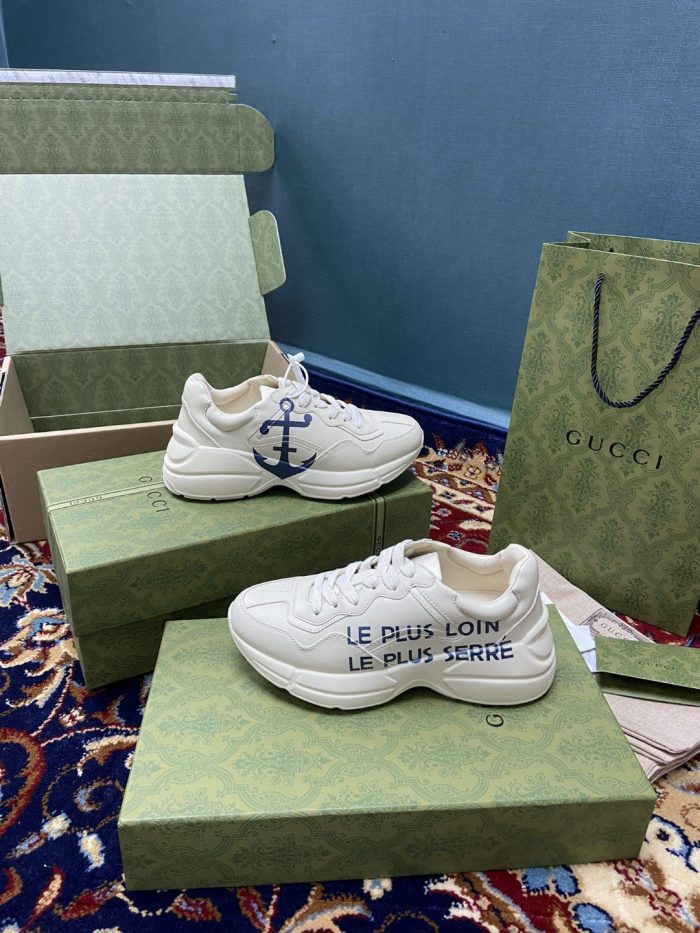 Gucci 男式锚白色象牙白 Rhyton 运动鞋 576052