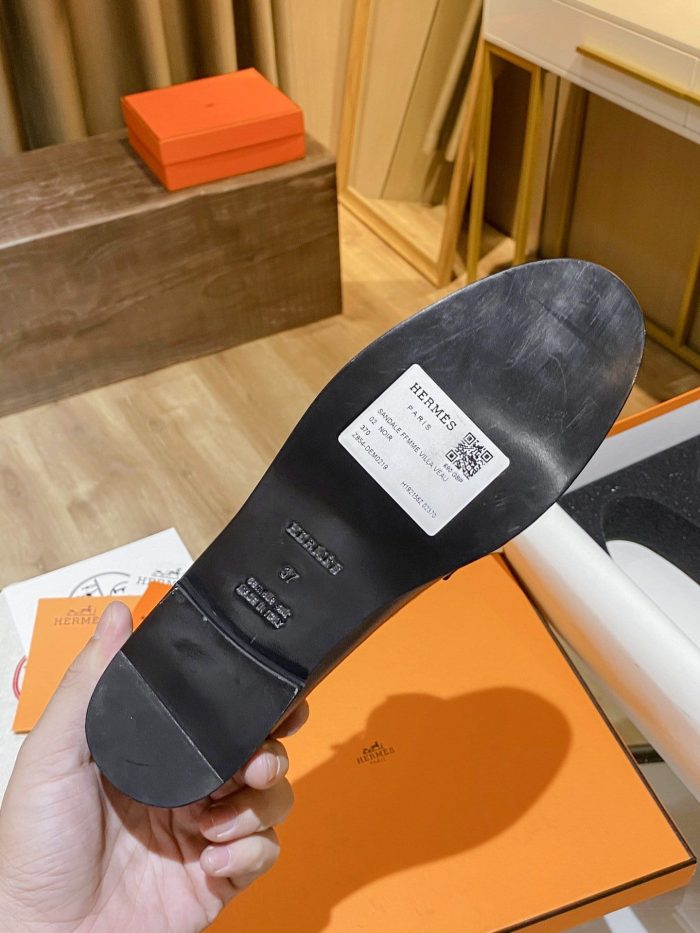 Hermes Destin 女式乐福鞋黑色，女鞋 H212114Z 02390