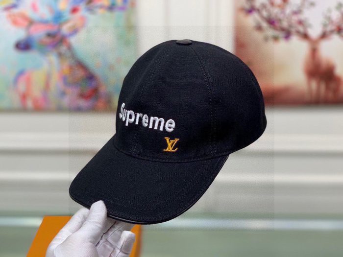 路易威登 Supreme 帽子 黑色 LV 帽子