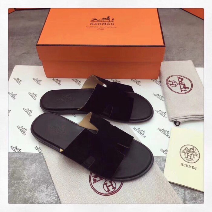 1:1爱马仕 (Hermes) 伊兹密尔男士凉鞋黑色