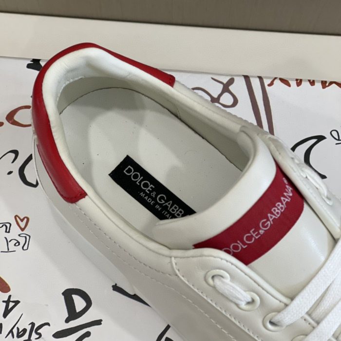 杜嘉班纳Gabbana Nappa Portofino 橡胶鞋头运动鞋 白色/红色 男士 DG 鞋 CS1802AW11389926