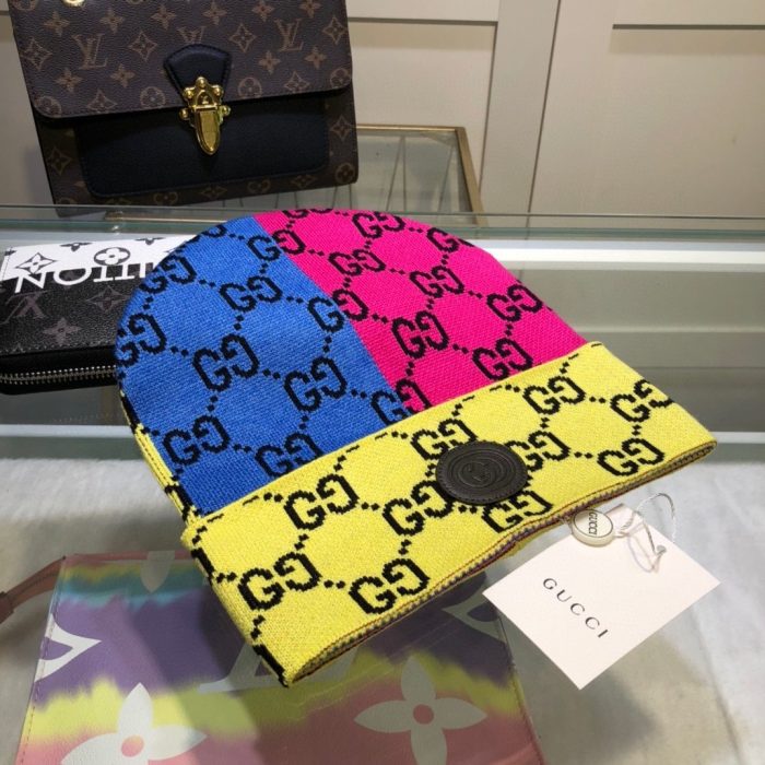 Gucci 多色羊绒毛线帽