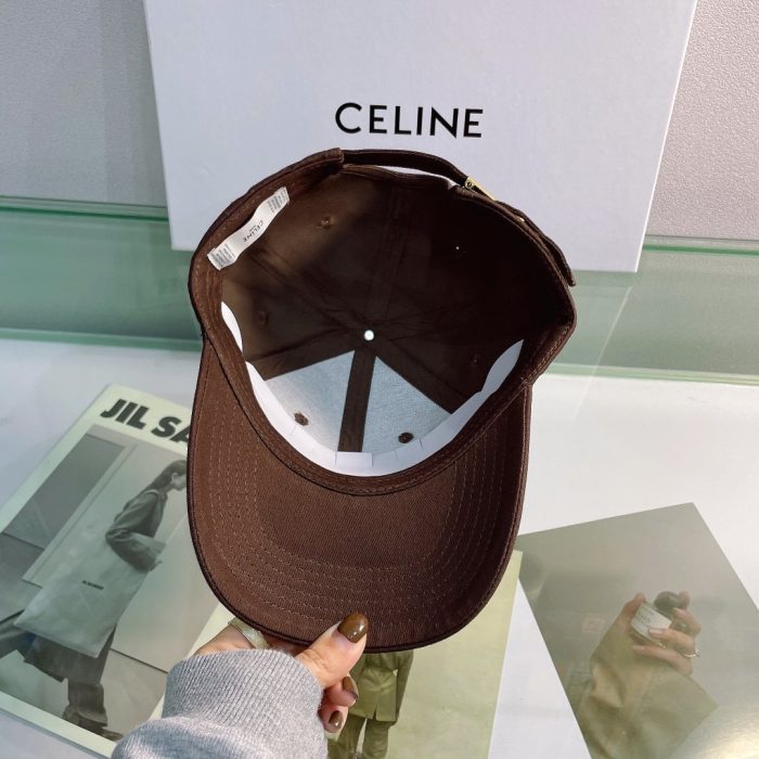 CELINE 深棕色棉质棒球帽