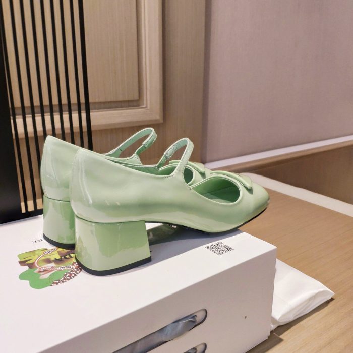 Prada 女式专利绿色高跟鞋 1.8 英寸/45 毫米 PRD