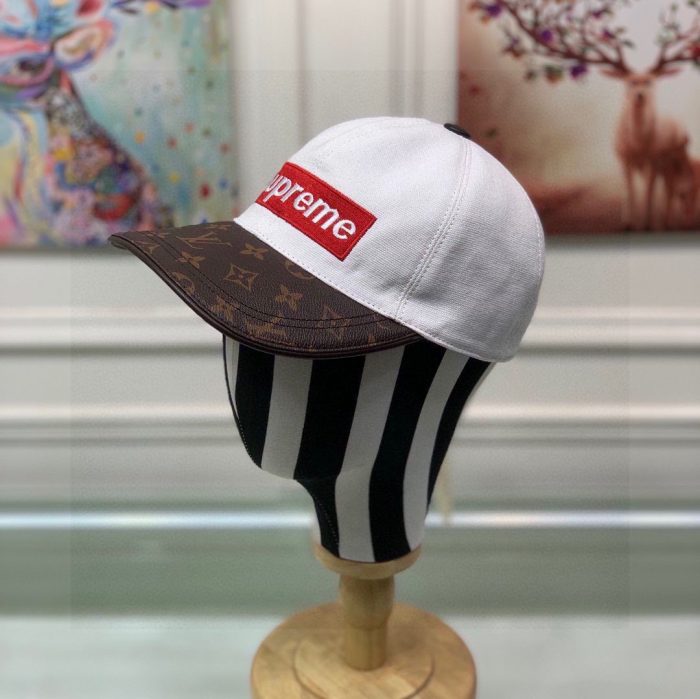 路易威登 Supreme 帽子 白色 LV 帽子