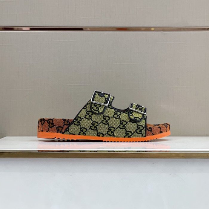 Gucci 男士凉拖带橙色和绿色男士 658020 2HK60