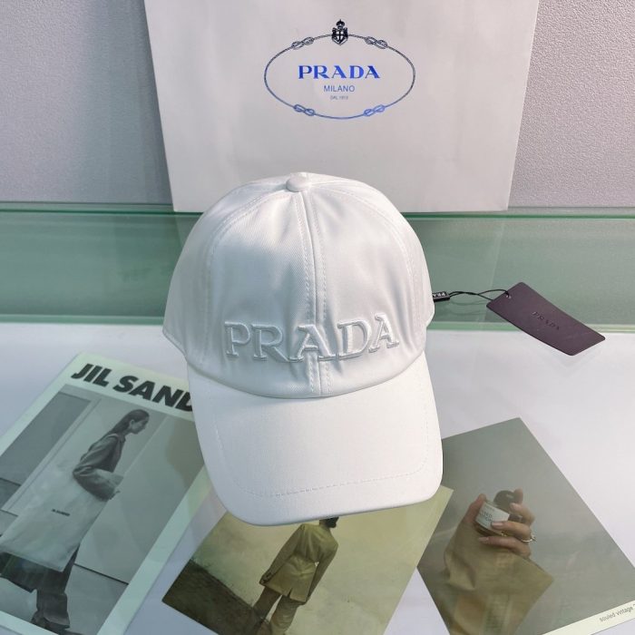 Prada 钻头棒球帽 白色 Prada 帽子