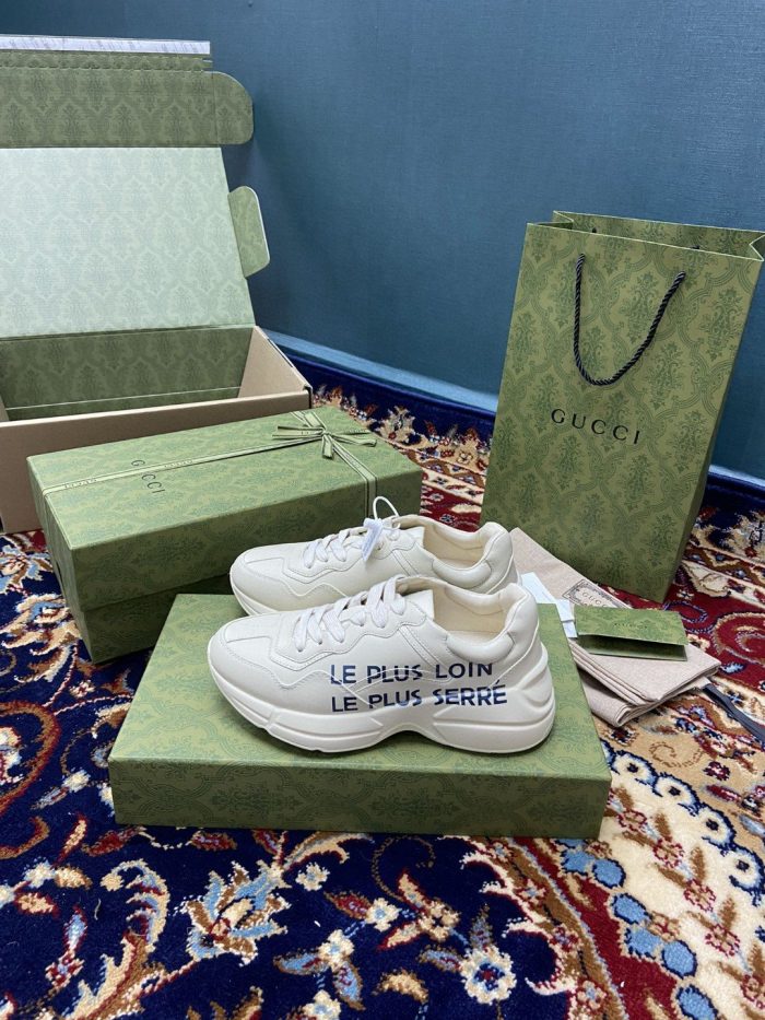 Gucci 男式锚白色象牙白 Rhyton 运动鞋 576052