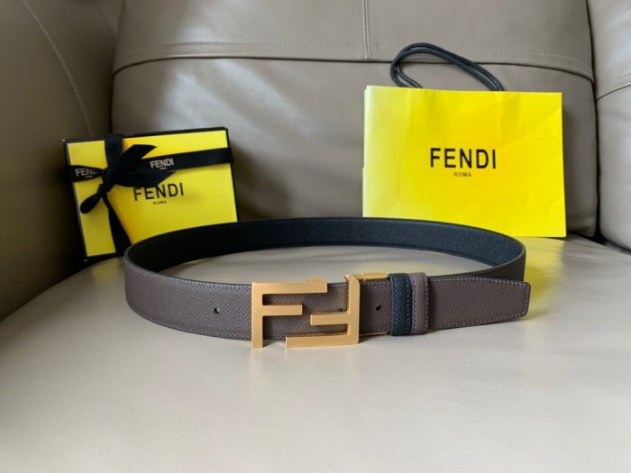 Fendi 女士双 F 扣灰色腰带，女士腰带