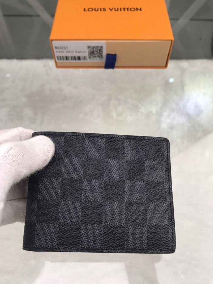 路易威登 男士长款钱包 Damier 石墨帆布，男士钱包 4.3 英寸/11 厘米 LV N63261