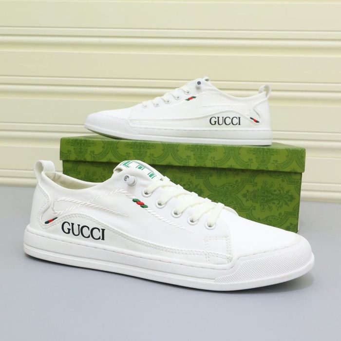 Gucci 男士白色扭绳刺绣运动鞋